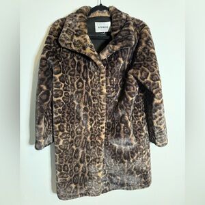 Apparis Leopard Faux‎ Fur Coat XXS Vegan Fur Brown Black $395 NWOT